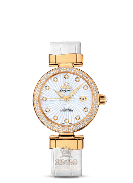 Omega Ladymatic Watch 425.68.34.20.55.002 34 mm Yellow gold Ceramics Case White Dial