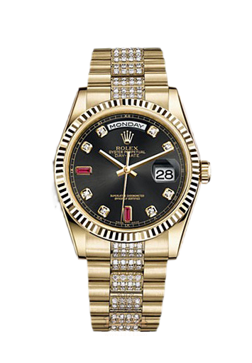 Rolex Day-Date Watch 118238-0405 36 mm Yellow gold Case Black Dial