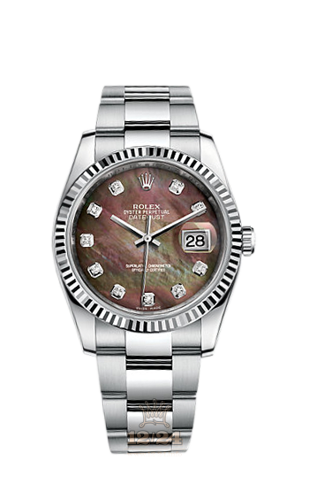 Rolex Datejust Watch 116234-0149 36 mm Steel / White gold Case Black Dial