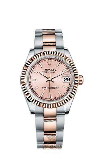 Rolex Lady-Datejust Watch 178271-0001 31 mm Steel / Pink gold Case Pink Dial