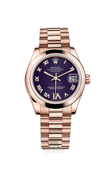 Rolex Datejust Watch 178245f-0033 31 mm Pink gold Case Purple Dial