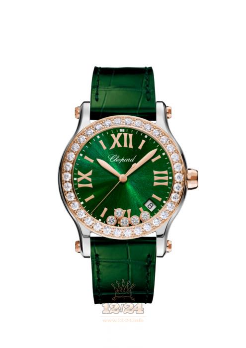 Chopard Happy Sport Watch 278582-6007 36 mm Stainless steel Pink gold Case Green Dial