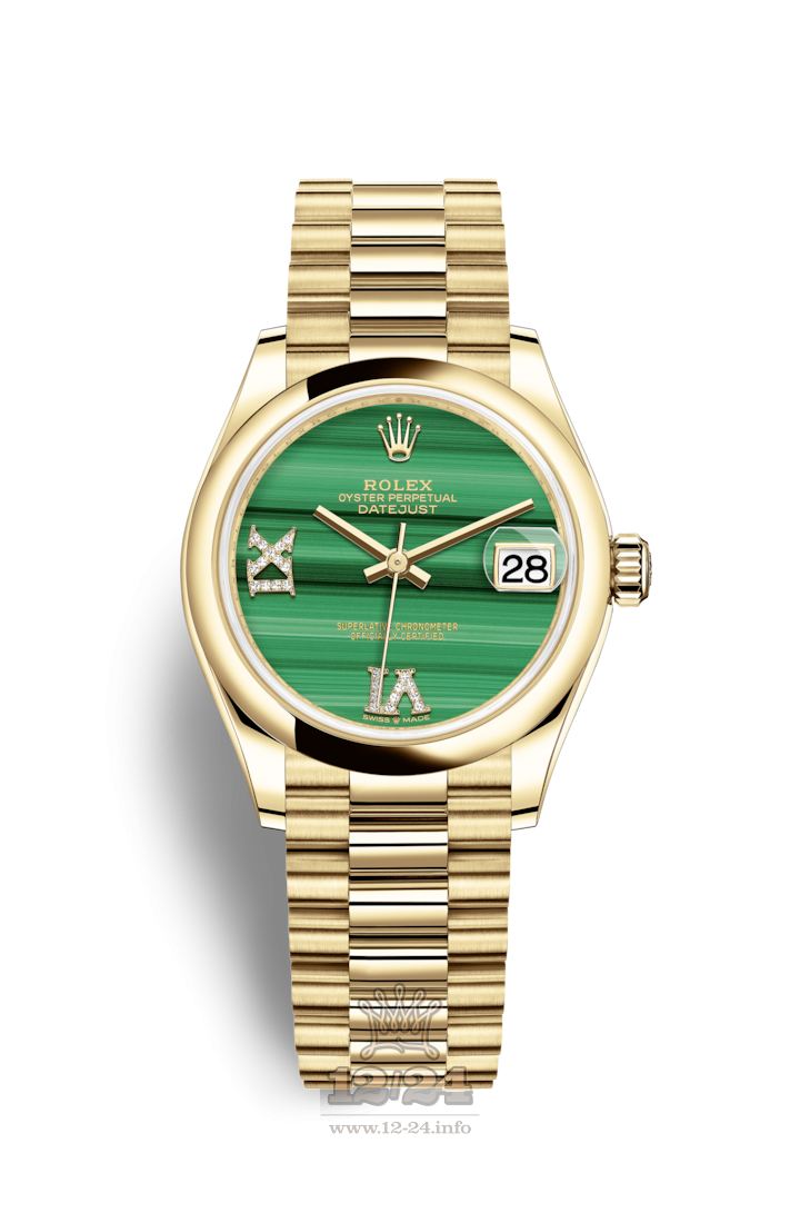 Rolex Datejust Watch 278248-0004 31 mm Yellow gold Case Green Dial