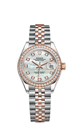 Rolex Lady-Datejust Watch 279381RBR-0013 28 mm Steel / Pink gold Case White Dial