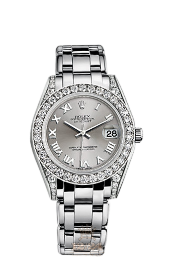 Rolex Pearlmaster Watch 81159-0022 34 mm White gold Case Gray Silver Dial