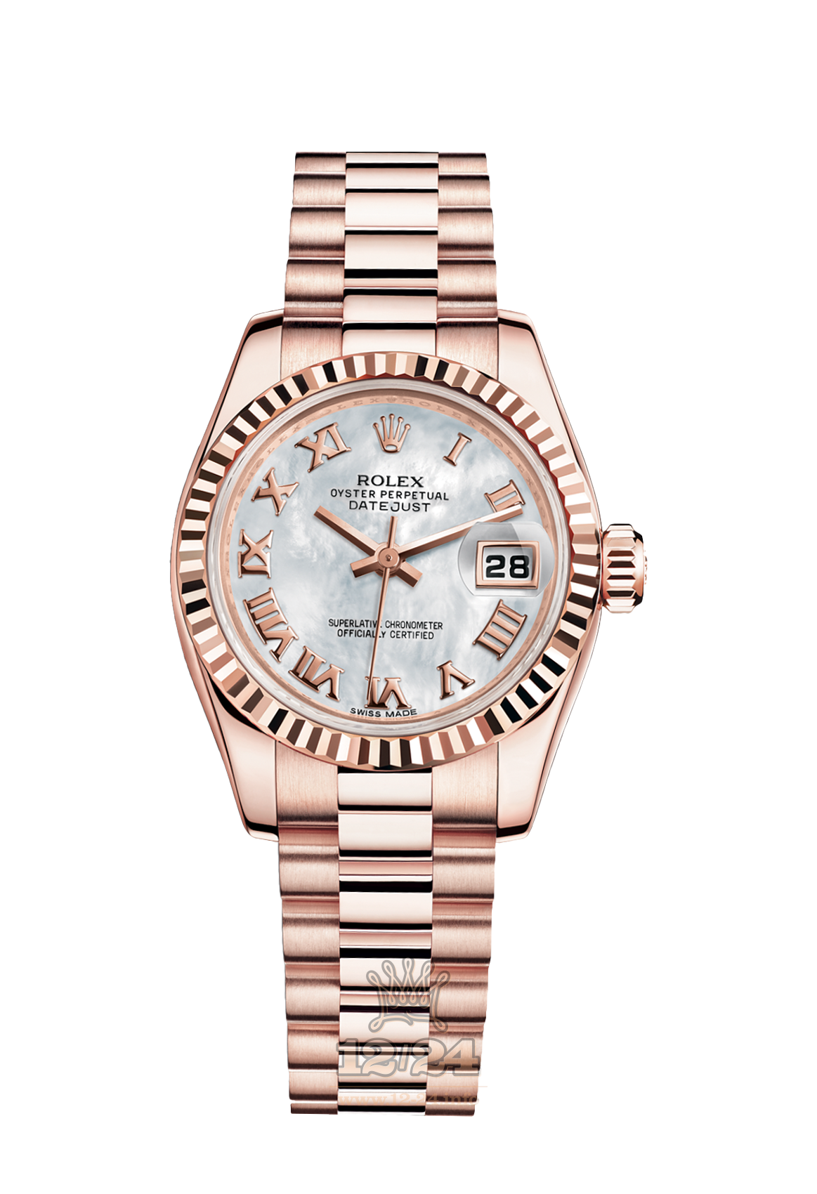 Rolex Lady-Datejust Watch 179175f-0027 26 mm Pink gold Case White Dial