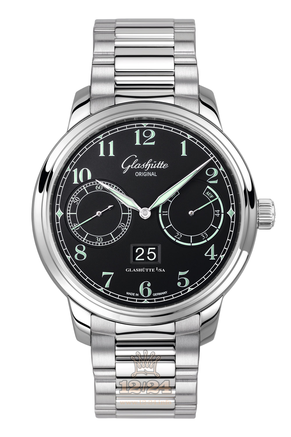 Glashutte Senator Watch 100-14-07-02-70 44 mm Stainless steel Case Black Dial