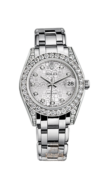 Rolex Pearlmaster Watch 81159-0008 34 mm White gold Case Silver Dial