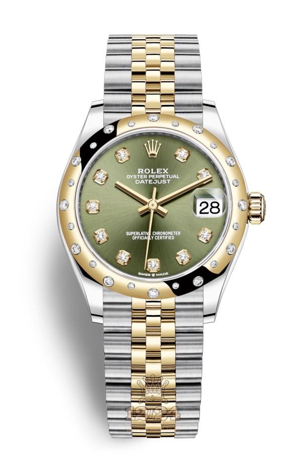 Rolex Datejust Watch 278343rbr-0030 31 mm Stainless steel Yellow gold Case Green Dial