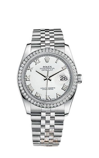Rolex Datejust Watch 116244-0009 36 mm Steel / White gold Case White Dial