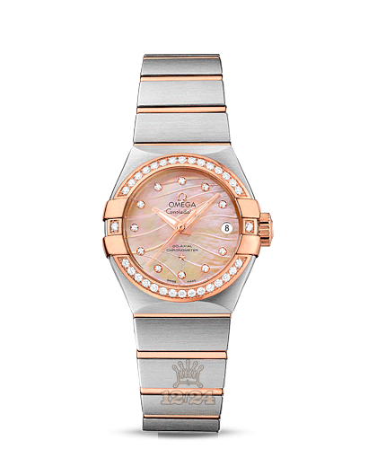 Omega Constellation Watch 123.25.27.20.57.003 27 mm Steel / Pink gold Case Golden Dial