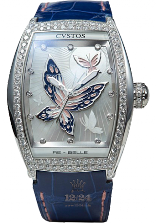 Cvstos Re-Belle Watch Re-Belle Papillon steel diamond rose blue butterfly 47 mm Stainless steel Case Silver Dial