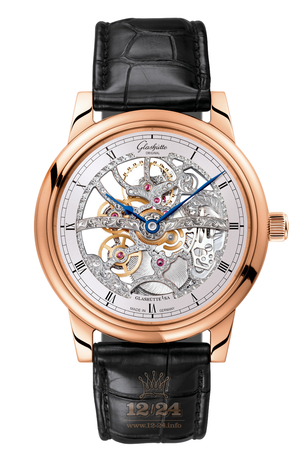 Glashutte Senator Watch 1-49-18-01-05-50 42 mm Pink gold Case Silver Dial