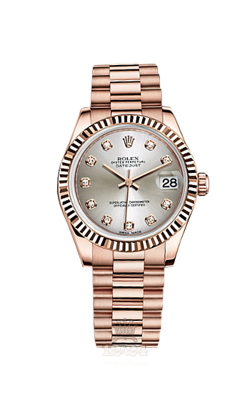 Rolex Datejust Watch 178275f-0005 31 mm Pink gold Case Silver Dial