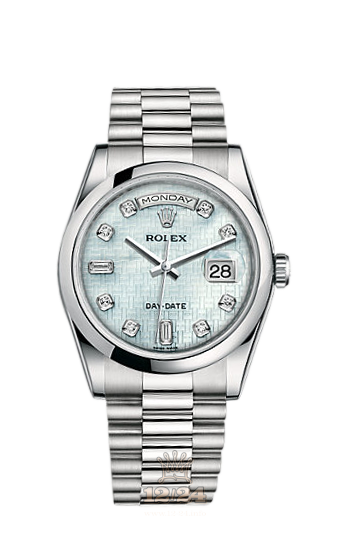 Rolex Day-Date Watch 118206-0119 36 mm Platinum Case Silver Dial