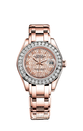 Rolex Pearlmaster Watch 80285-0007 29 mm Pink gold Case White Dial