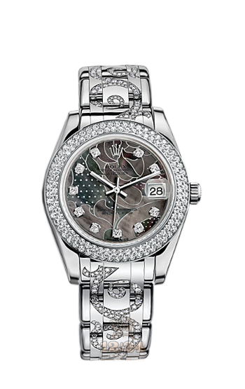 Rolex Pearlmaster Watch 81339-0039 34 mm White gold Case Black Gray Dial