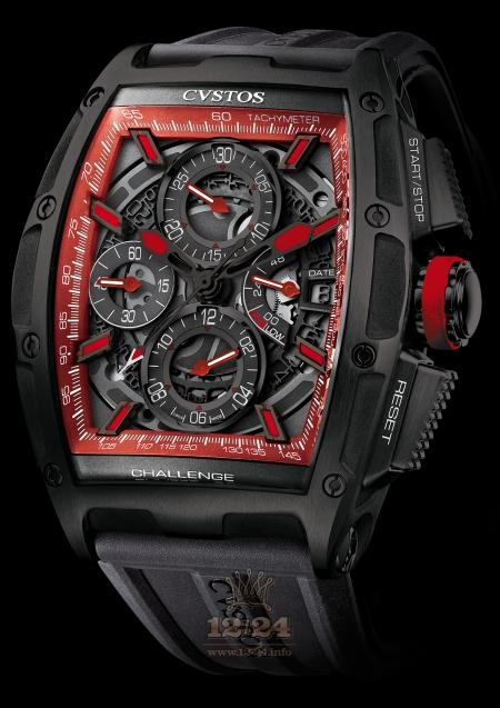 Cvstos Challenge Watch Chrono II GT Red Storm Stainless steel DLC coating Case Black Red Dial