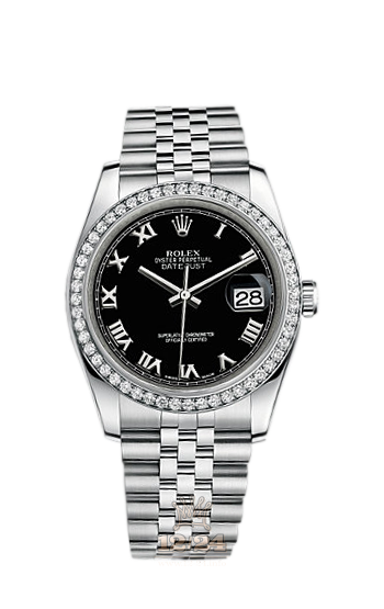 Rolex Datejust Watch 116244-0045 36 mm Steel / White gold Case Black Dial