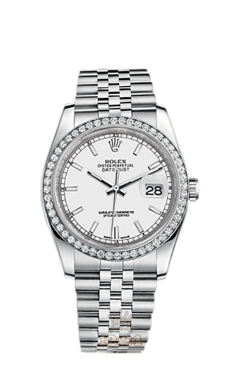 Rolex Datejust Watch 116244-0064 36 mm Steel / White gold Case White Dial