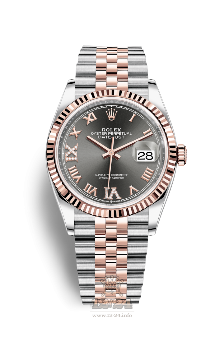 Rolex Datejust Watch 126231-0023 36 mm Steel / Pink gold Case Gray Dial