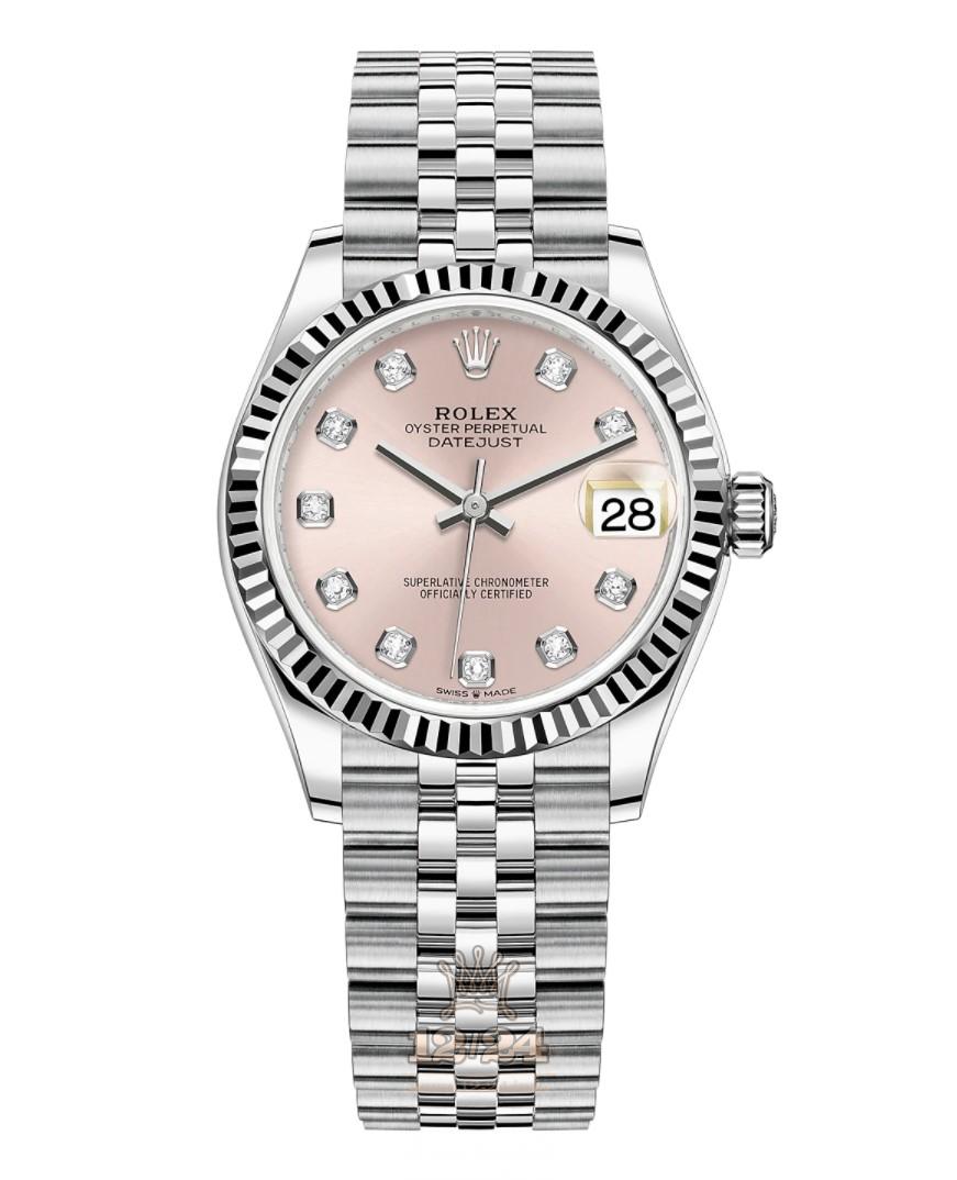 Rolex Datejust Watch 278274-0032 31 mm Stainless steel White gold Case Pink Dial