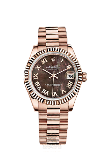 Rolex Datejust Watch 178275f-0004 31 mm Pink gold Case Black Dial