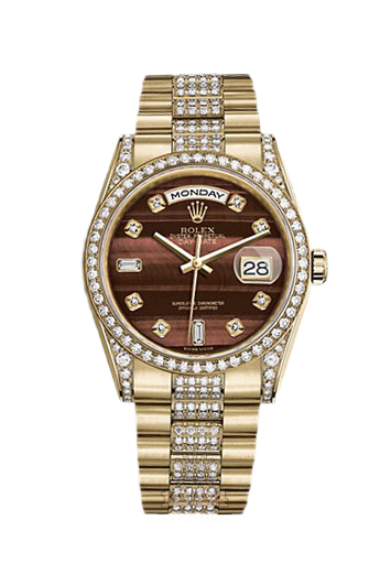 Rolex Day-Date Watch 118388-0128 36 mm Yellow gold Case Red Brown (chocolate) Dial