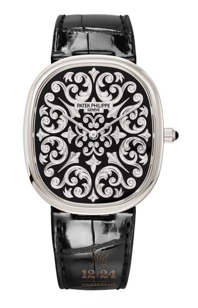 Patek Philippe Rare Handcrafts Watch 5738-50P-001 30 mm Platinum Case Black Dial