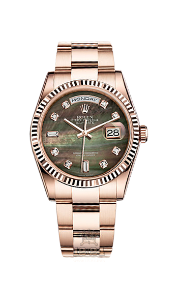 Rolex Day-Date Watch 118235f-0062 36 mm Pink gold Case Black Dial