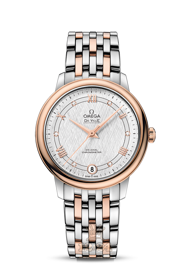 Omega Prestige Watch 424.20.33.20.52.002 33 mm Steel / Pink gold Case Silver Dial