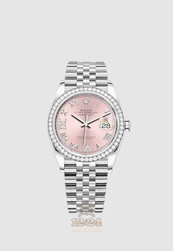 Rolex Datejust Watch 126284rbr-0023 36 mm Stainless steel White gold Case Pink Dial