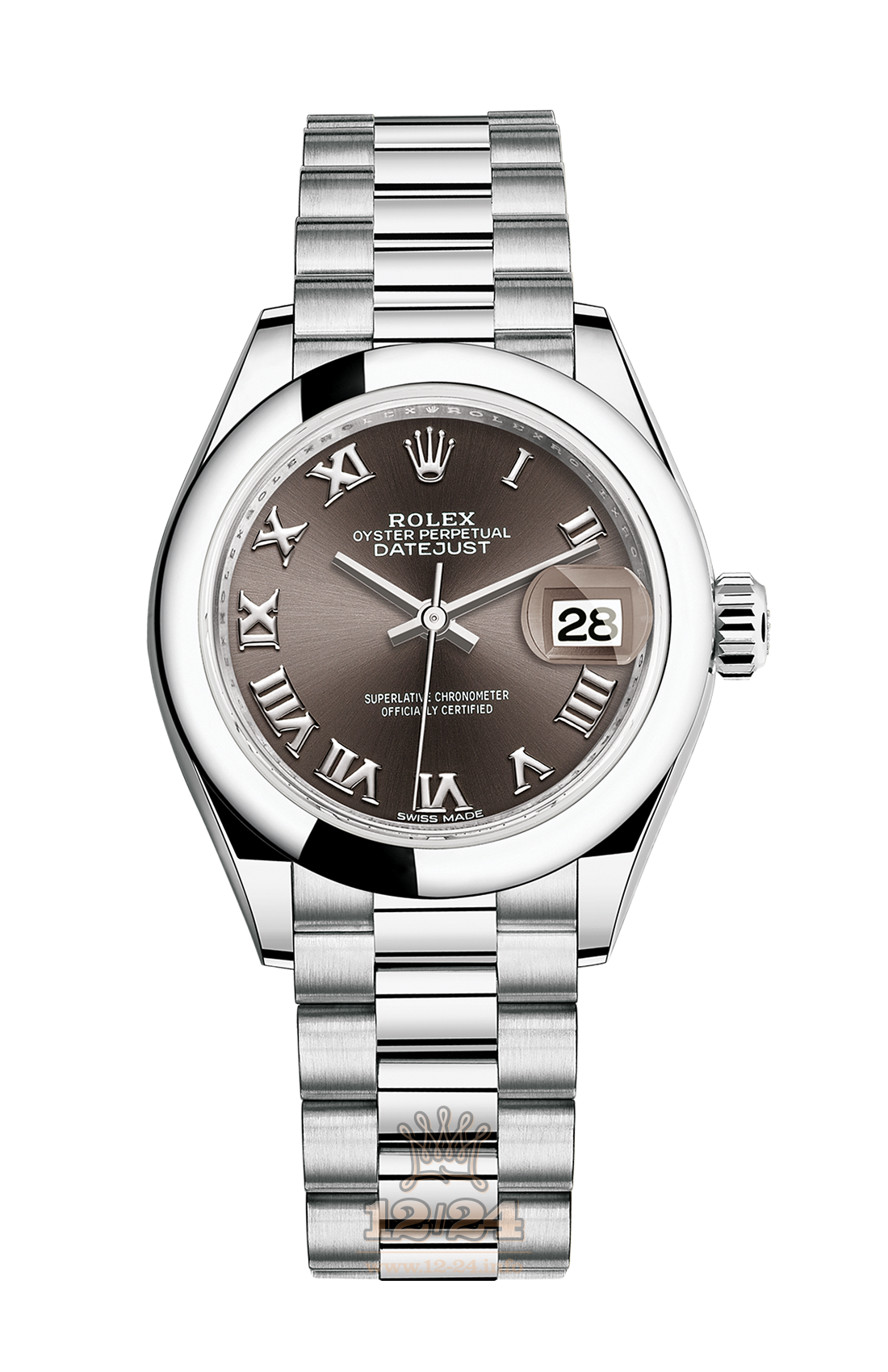 Rolex Datejust Watch 279166-0010 28 mm Platinum Case Brown (chocolate) Dial