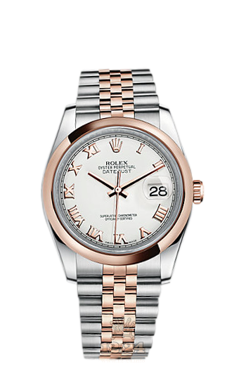 Rolex Datejust Watch 116201-0074 36 mm Steel / Pink gold Case White Dial