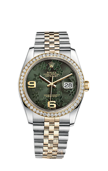Rolex Datejust Watch 116243-0009 36 mm Steel / Yellow gold Case Green Dial