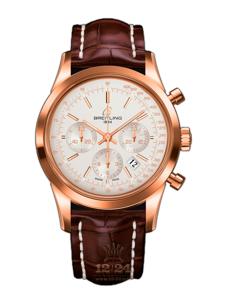 Breitling Transocean Watch RB015212/G738/739P/R20BA.1 43 mm Red gold Case Silver Dial