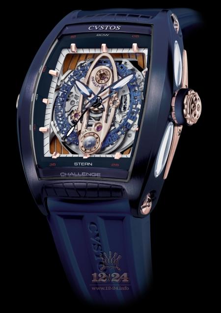 Cvstos Challenge Watch Challenge GT Sea-Liner Blue Steel Stainless steel Pink gold PVD coating Case Golden Dark blue Dial