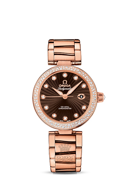 Omega Ladymatic Watch 425.65.34.20.63.002 34 mm Pink gold Ceramics Case Brown (chocolate) Dial