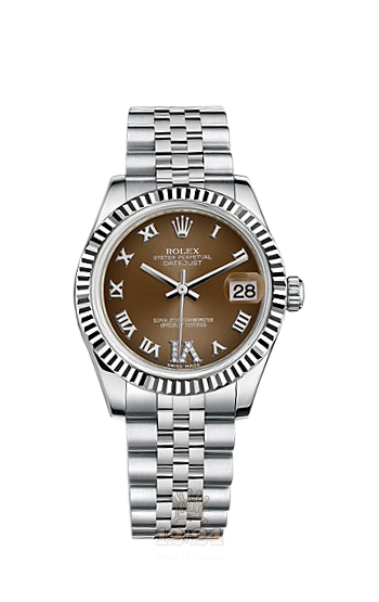 Rolex Datejust Watch 178274-0090 31 mm Steel / White gold Case Brown (chocolate) Dial