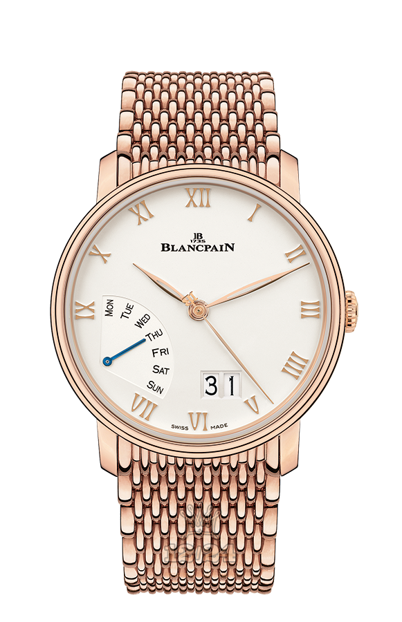 Blancpain Villeret Watch 6668-3642-MMB 40 mm Pink gold Case White Dial