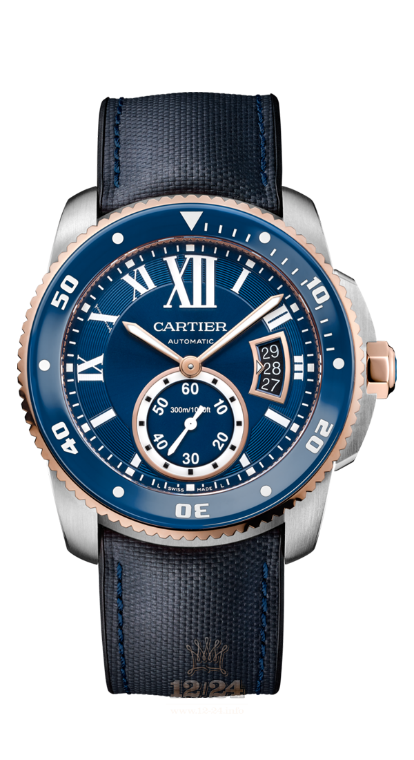 Cartier Calibre de Cartier Watch W2CA0008 42 mm Stainless steel Pink gold Ceramics Case Dark blue Dial