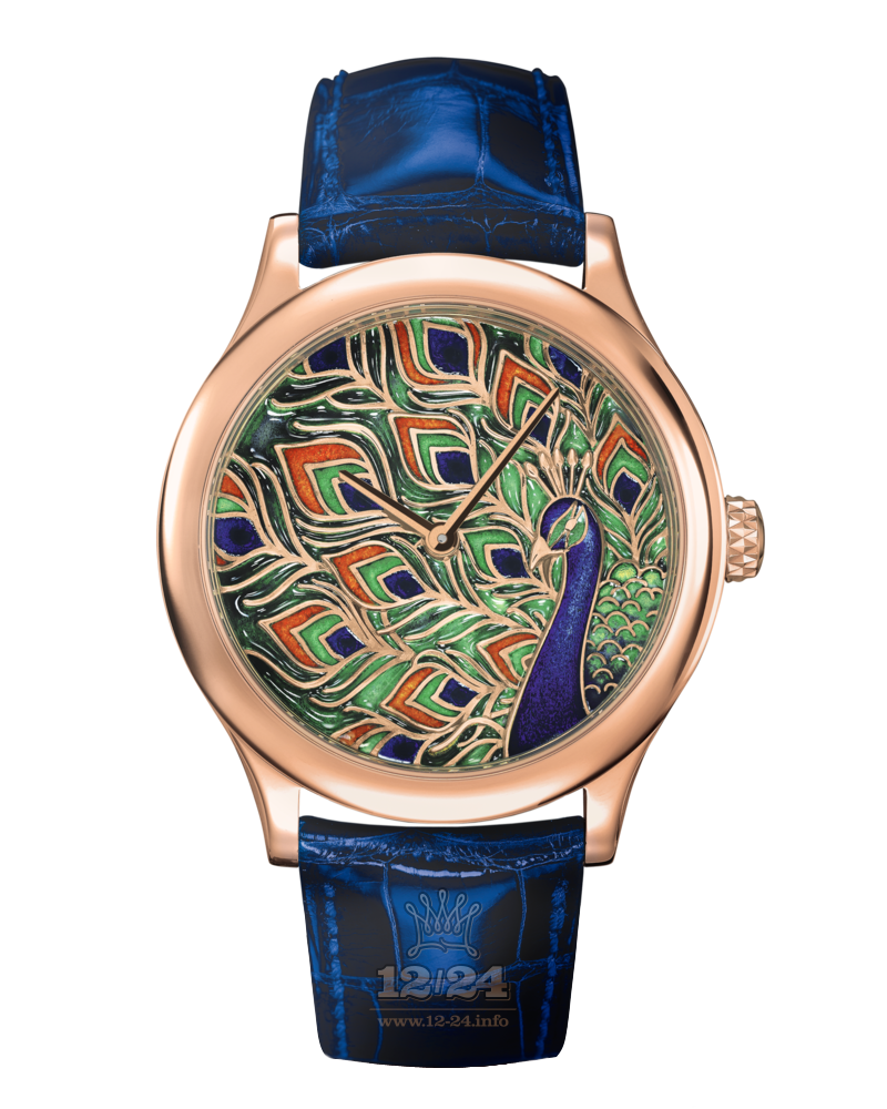 Van Cleef Extraordinary Dials Watch VCARO30E00 Pink gold Case Dark blue Green Painted Dial