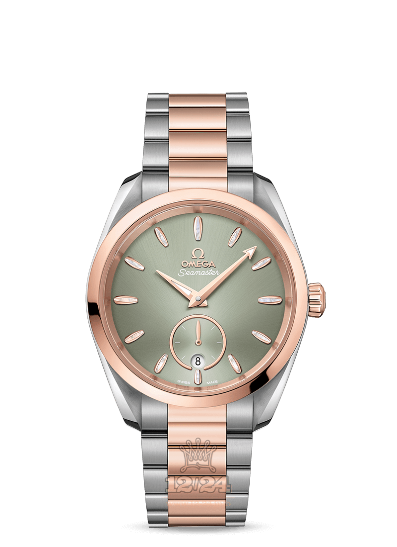 Omega Seamaster Watch 220.20.38.20.10.001 38 mm Stainless steel Pink gold Case Green Dial