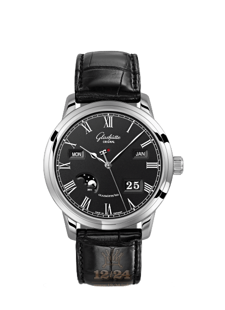 Glashutte Senator Watch 100-02-25-12-05 42 mm Stainless steel Case Black Dial