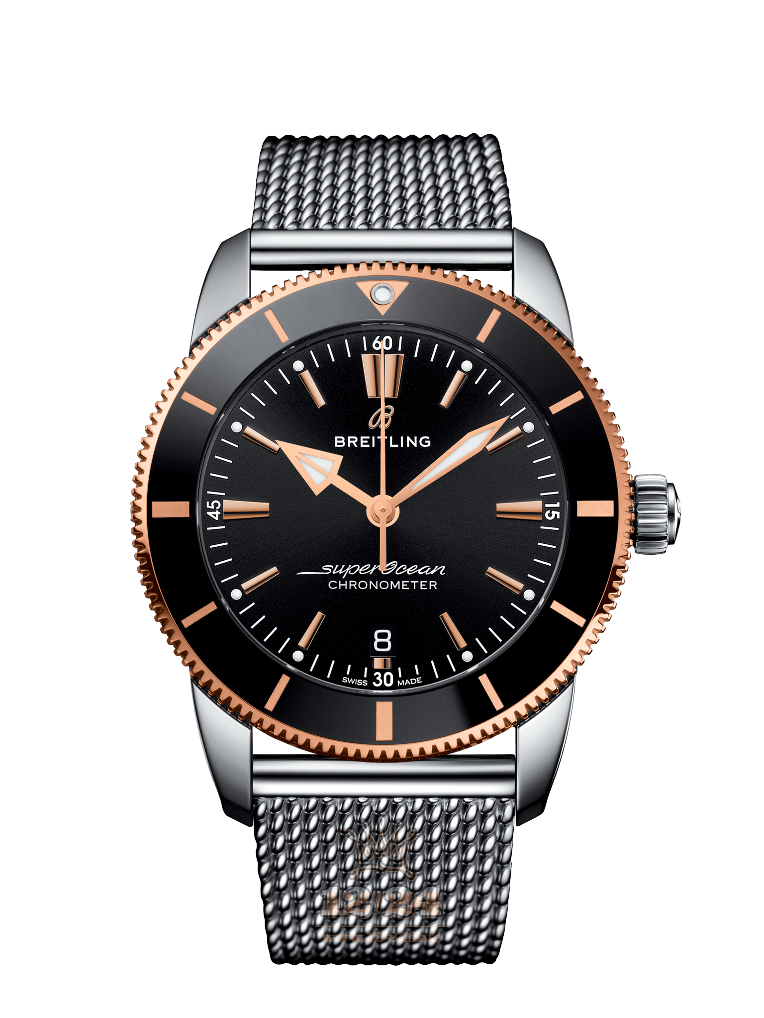 Breitling Superocean Watch UB2030121B1A1 44 mm Stainless steel Red gold Case Black Dial