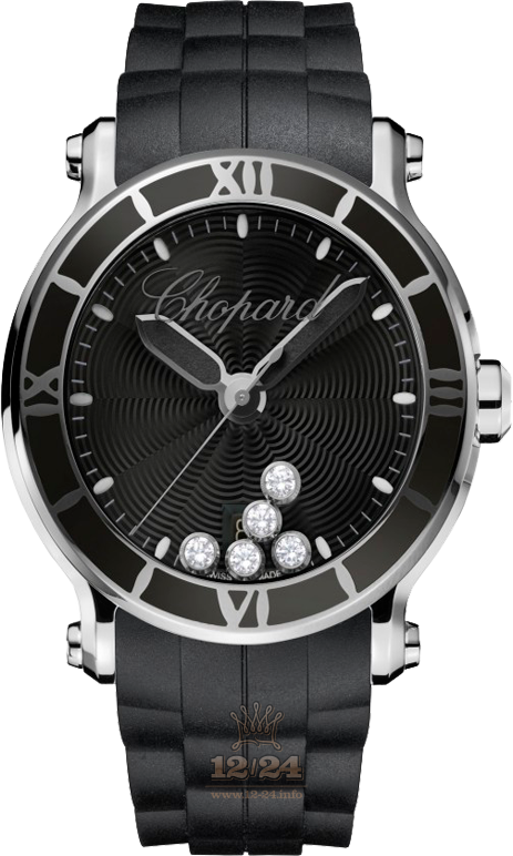 Chopard Happy Diamonds Watch 288525-3005 42 mm Stainless steel Case Black Dial