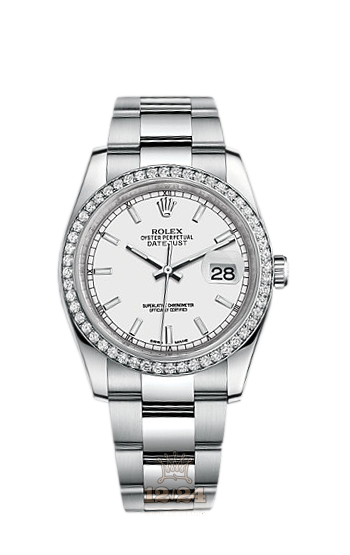 Rolex Datejust Watch 116244-0057 36 mm Steel / White gold Case White Dial