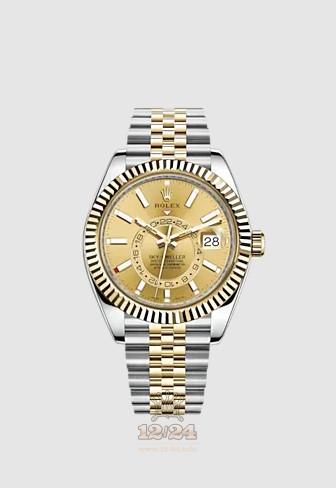 Rolex Sky-Dweller Watch 326933-0004 42 mm Stainless steel Yellow gold Case Golden Dial