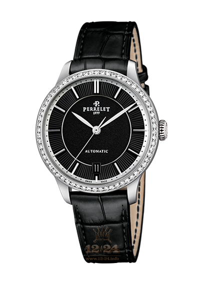 Perrelet First Class Watch A2070/2 35 mm Stainless steel Case Black Dial