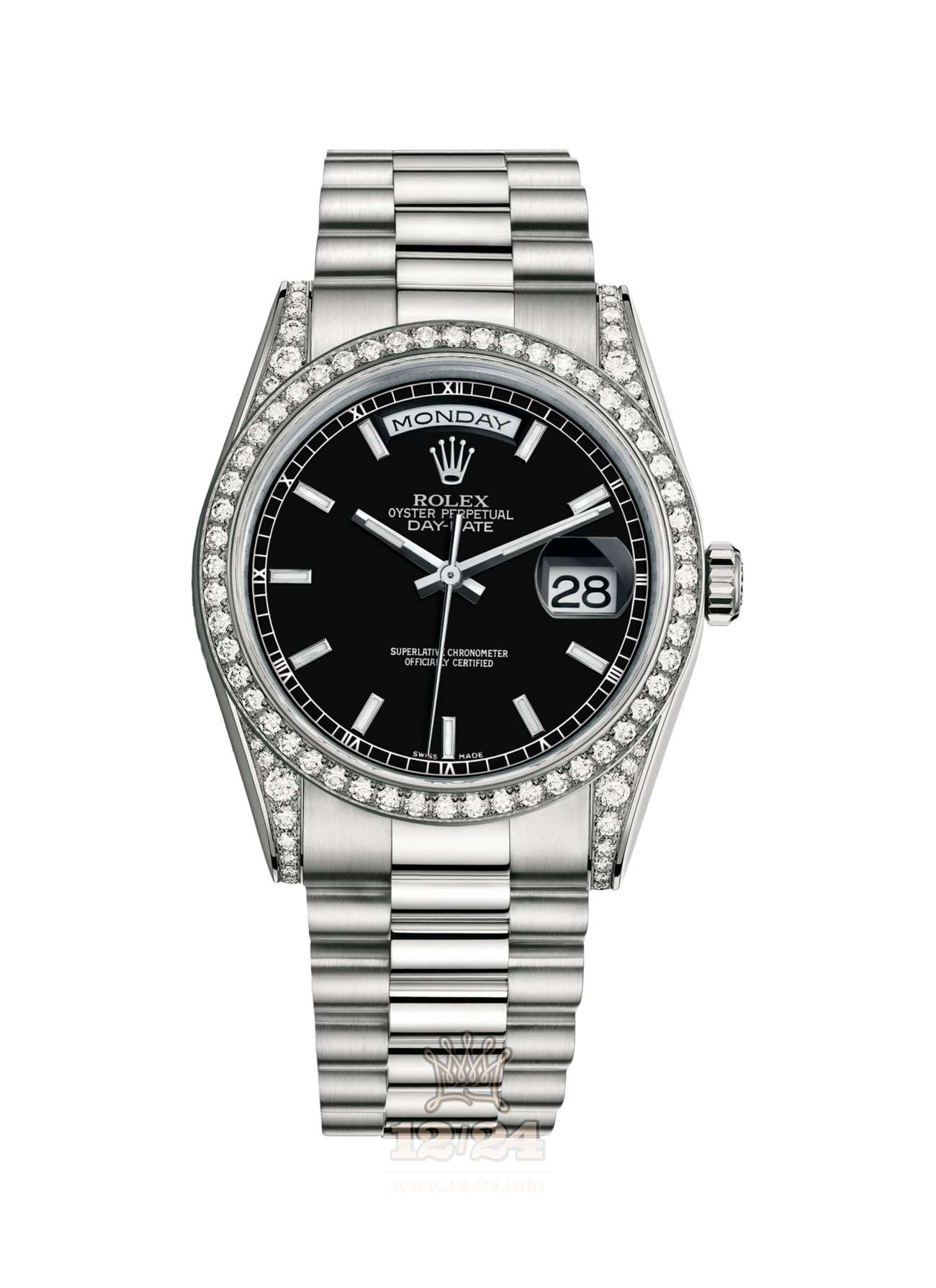 Rolex Day-Date Watch 118389-0061 36 mm White gold Case Black Dial